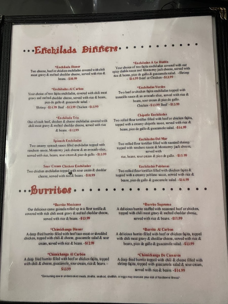 3 potrillos Mexican restaurant and bar menu board