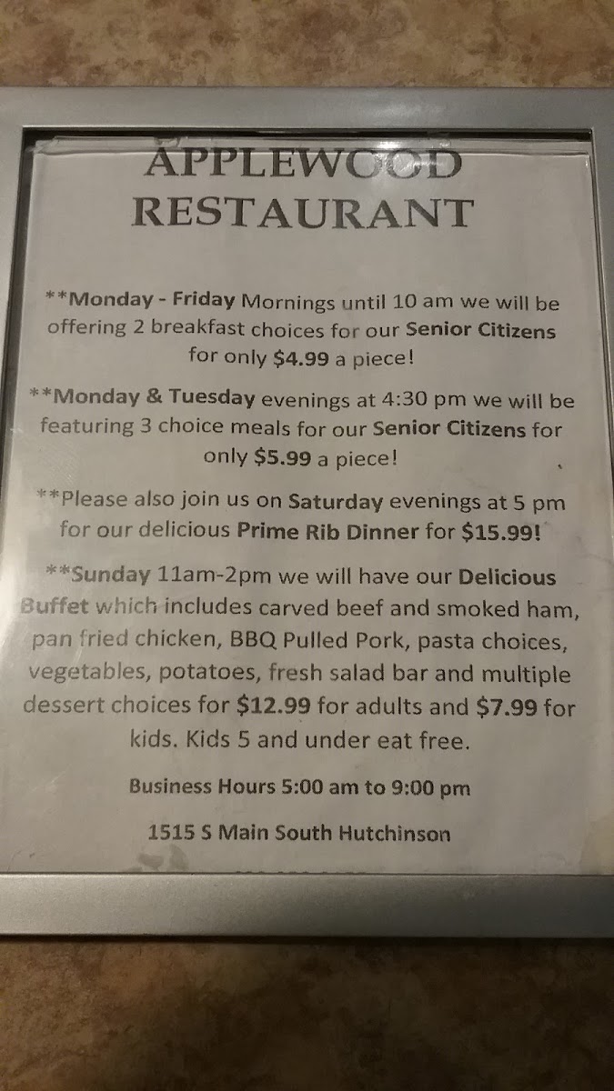 Plaza Grill menu board