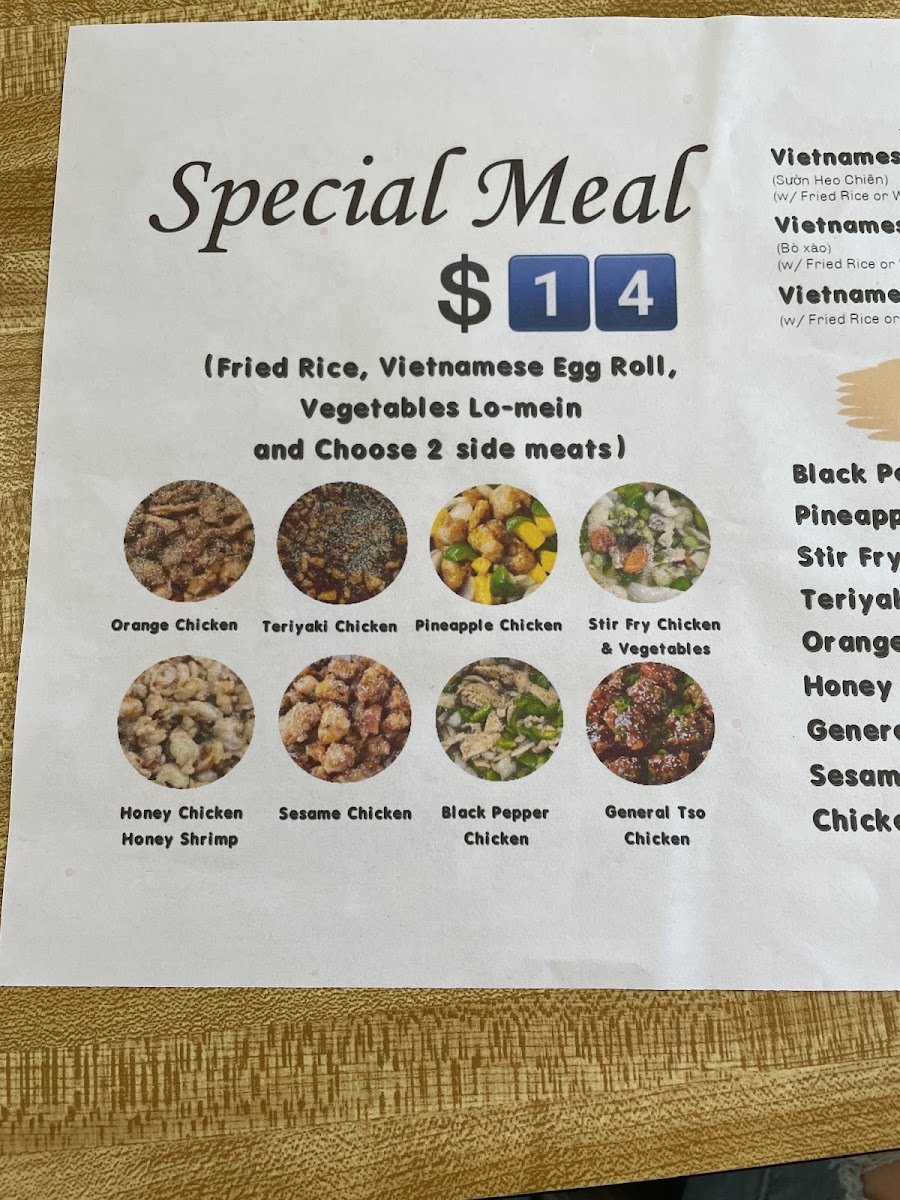 Ngoc Kitchen menu board