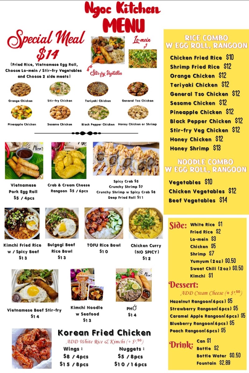 Ngoc Kitchen menu board