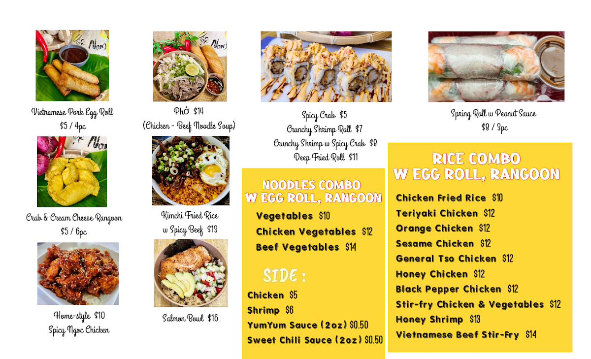 Ngoc Kitchen menu board