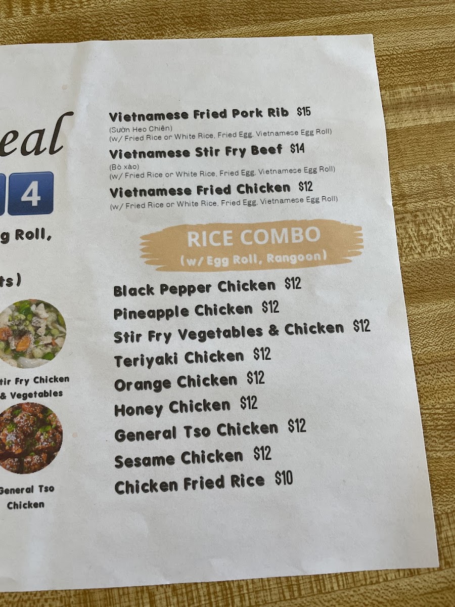 Ngoc Kitchen menu board