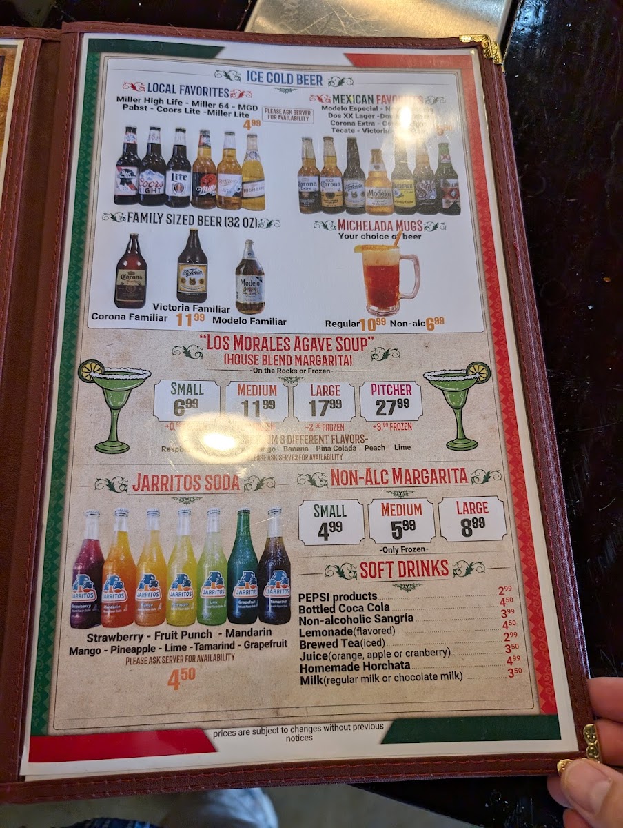 Los Morales Westfield menu board