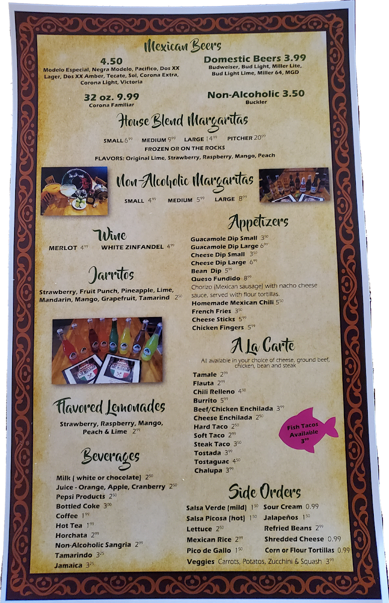 Los Morales Westfield menu board