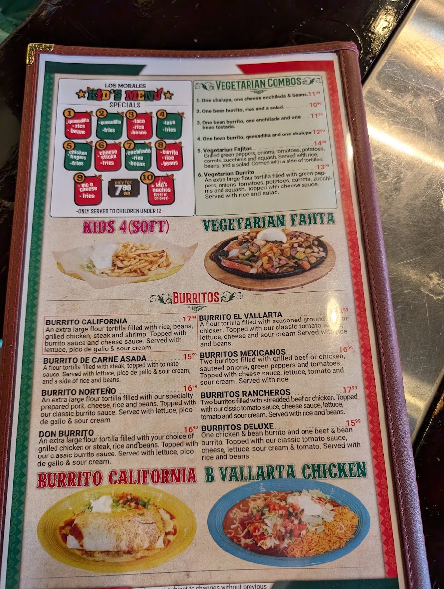 Los Morales Westfield menu board