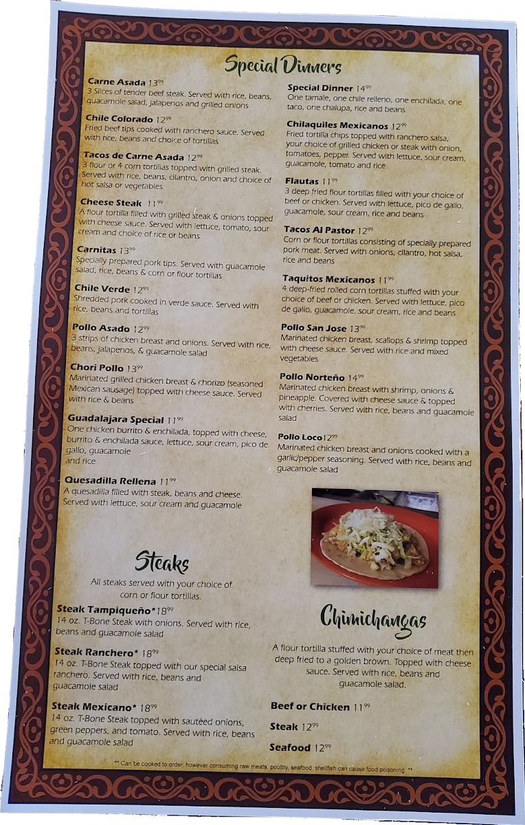 Los Morales Westfield menu board