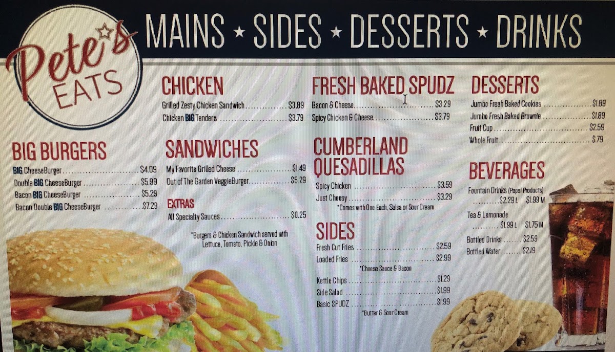 Pete's Eats menu board