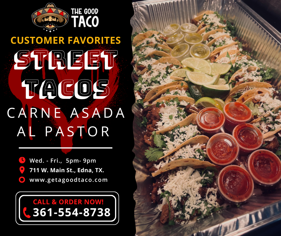 The Good Taco menu board
