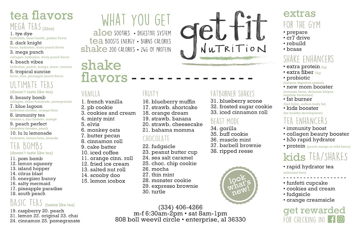 GetFit Enterprise menu board