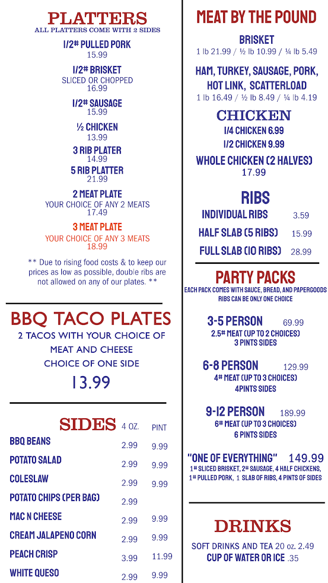 REAUXLIN SMOKE BAR-B-QUE menu board