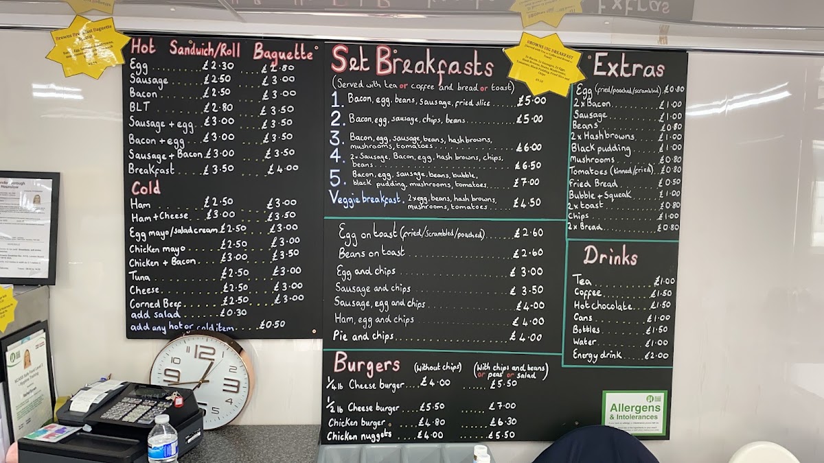Browns Breakfast Bar menu board