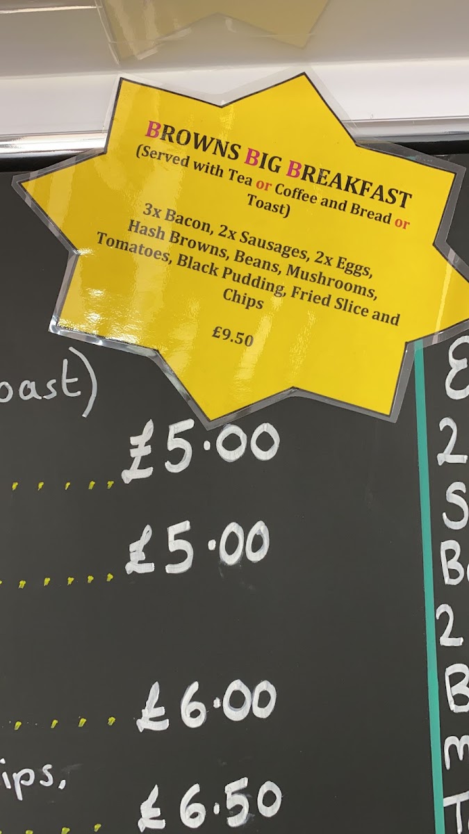 Browns Breakfast Bar menu board