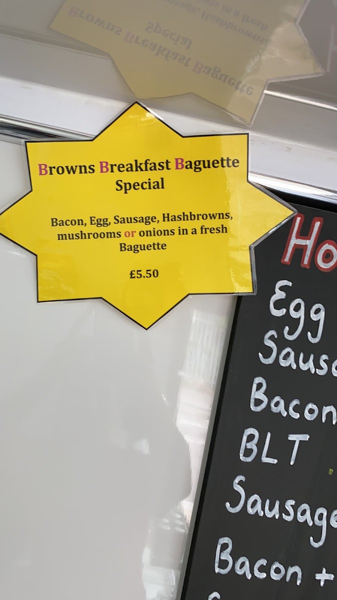 Browns Breakfast Bar menu board
