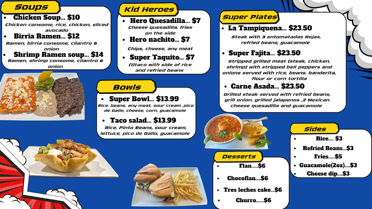 Super Taco 'El Guero' Restaurant menu board