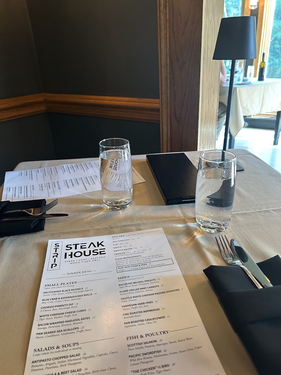 Strip Steak House menu board