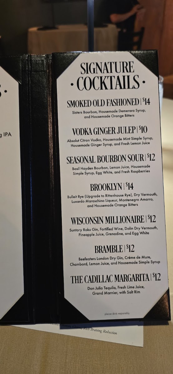 Strip Steak House menu board