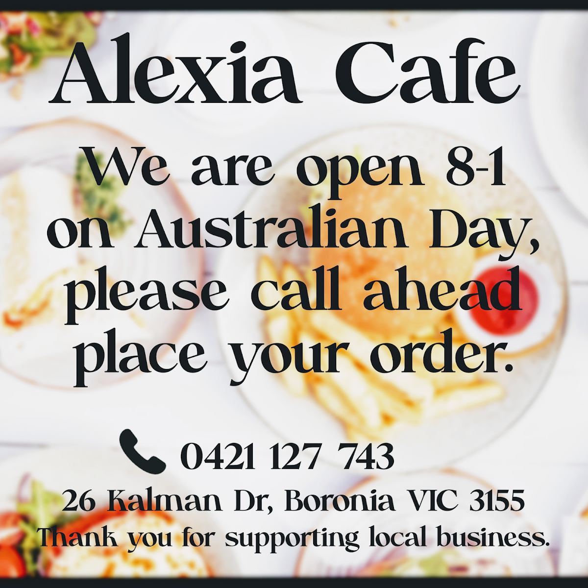 Alexia Cafe menu board