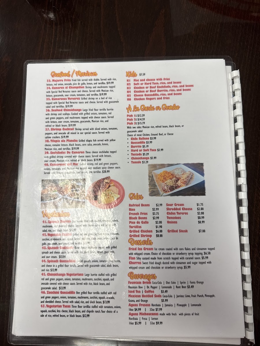Taqueria La Michoacana menu board