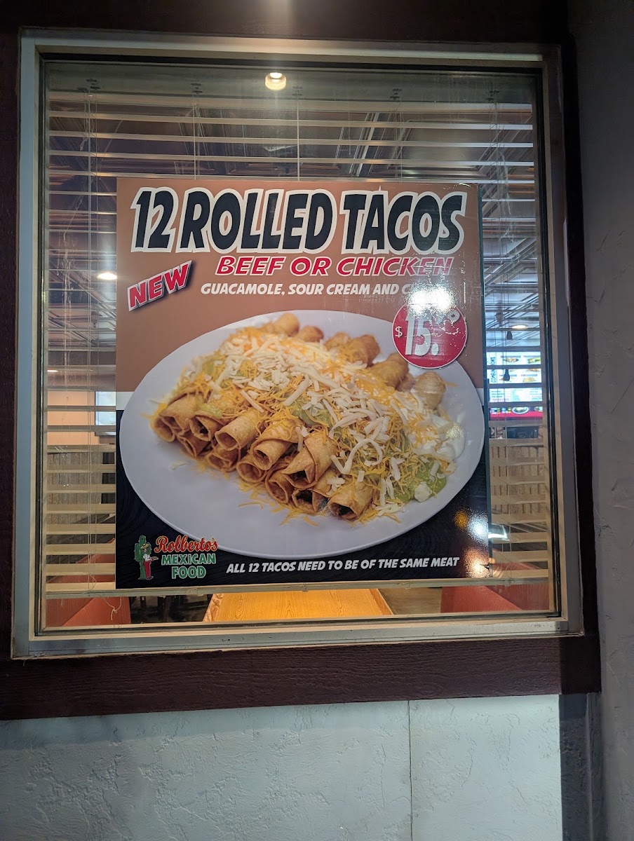 rolbertos mexican food 259 spring Valley parkway menu board