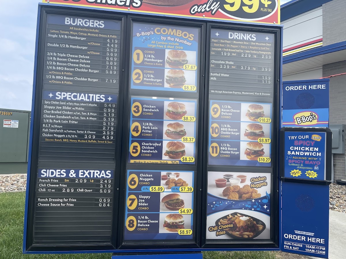 B-Bop's menu board