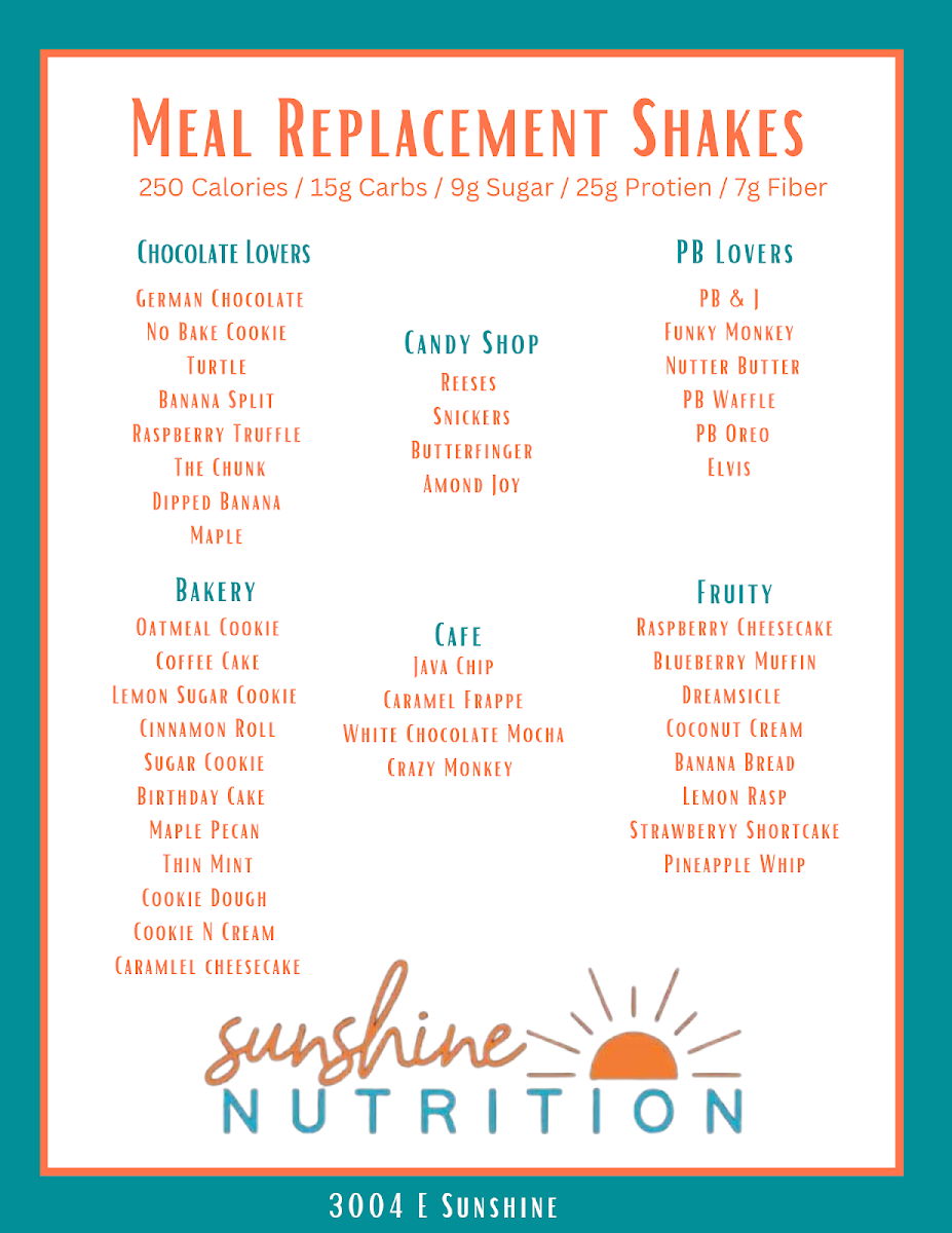 Sunshine Nutrition - Herbalife Teas menu board