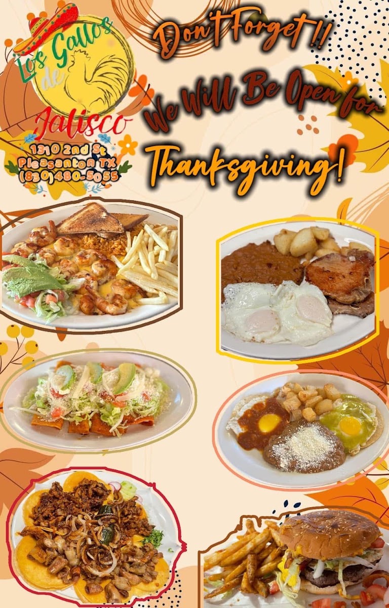Los Gallos de Jalisco menu board