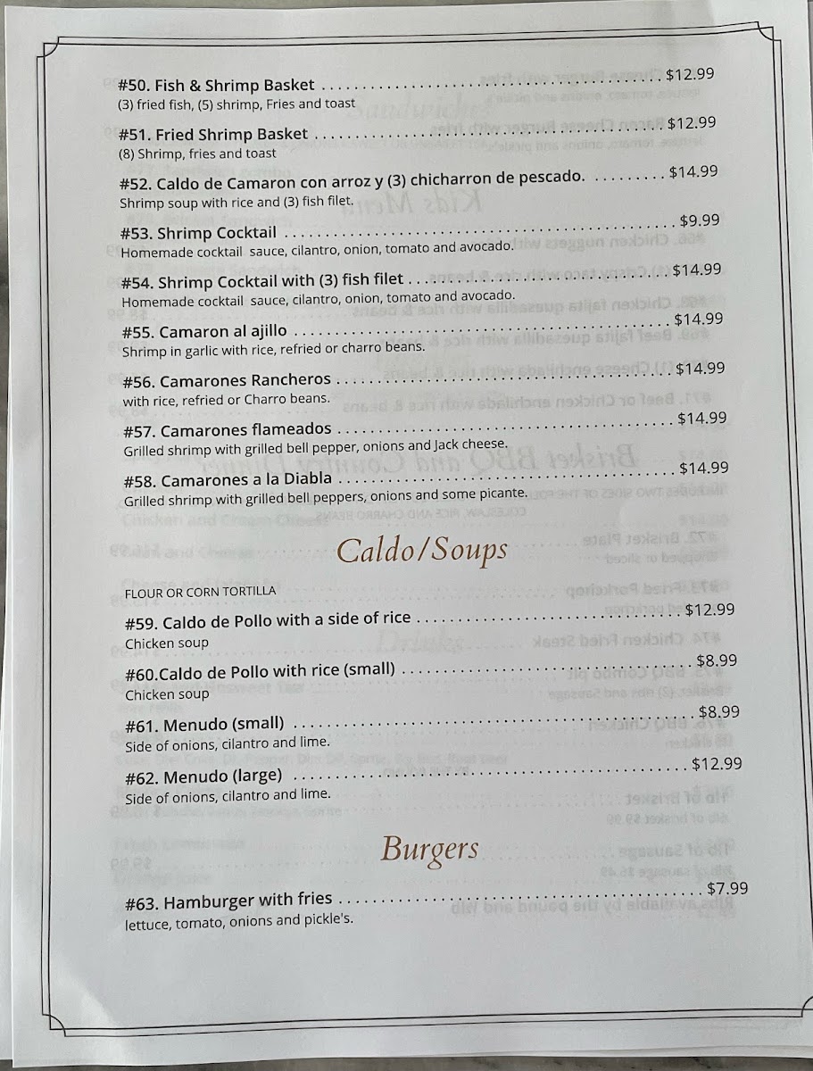 Norma's Tamales menu board