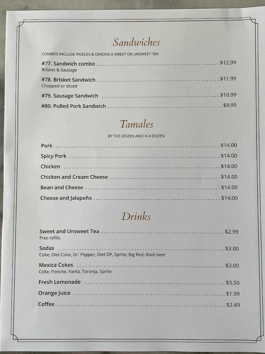 Norma's Tamales menu board