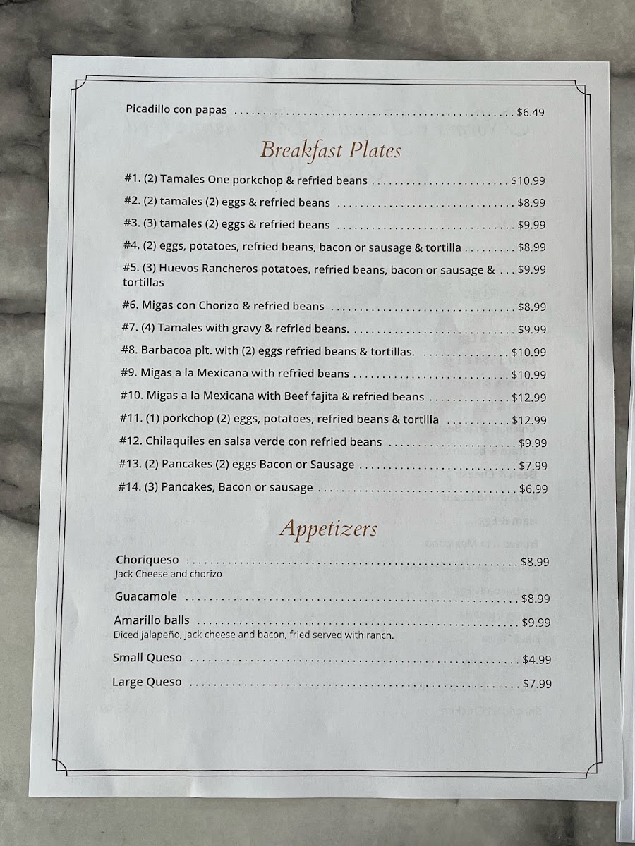 Norma's Tamales menu board