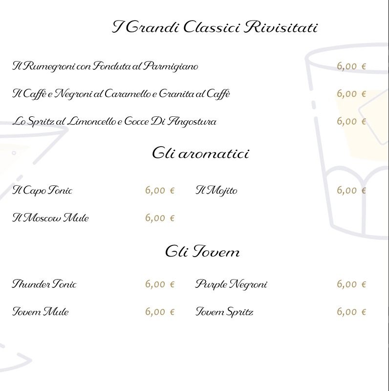 Ristretto Specialty Coffee Bistrot menu board