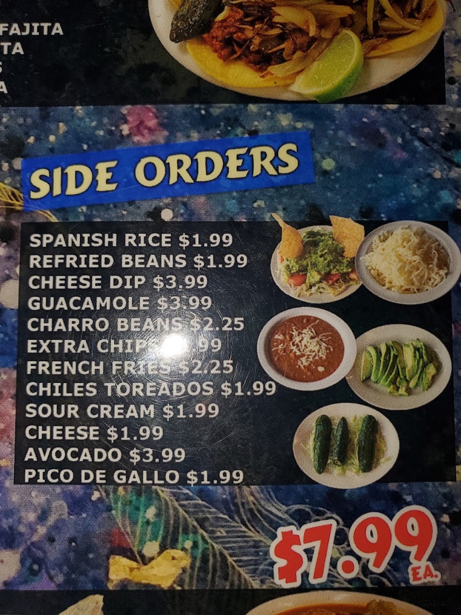 Playa Cancun Mexican/Seafood Restaurant menu board