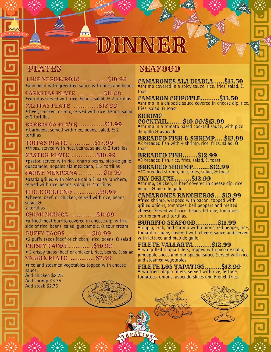 El Rancho Mexican Restaurant menu board
