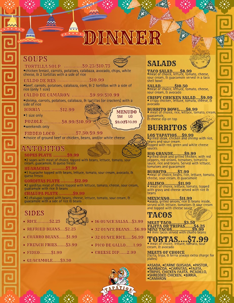 El Rancho Mexican Restaurant menu board