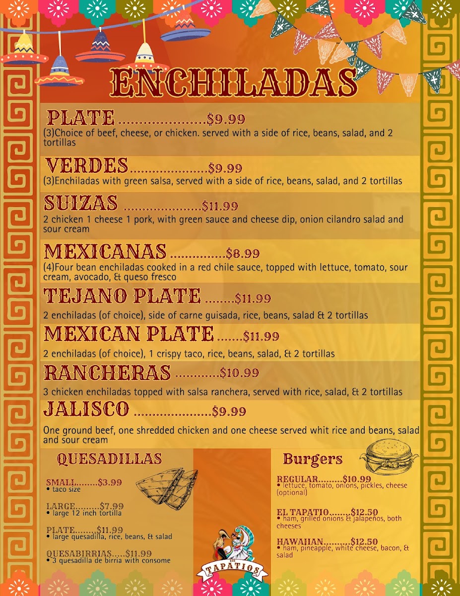 El Rancho Mexican Restaurant menu board