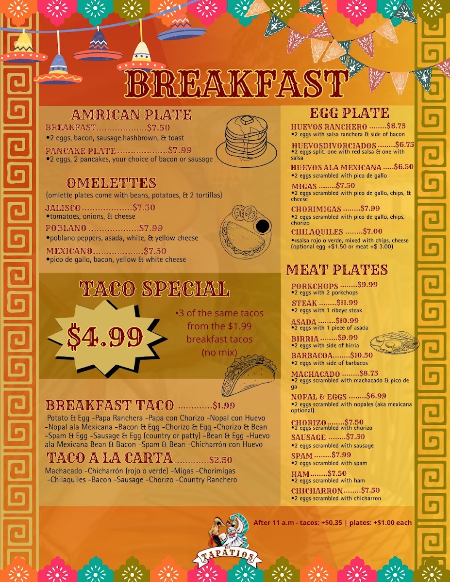 El Rancho Mexican Restaurant menu board
