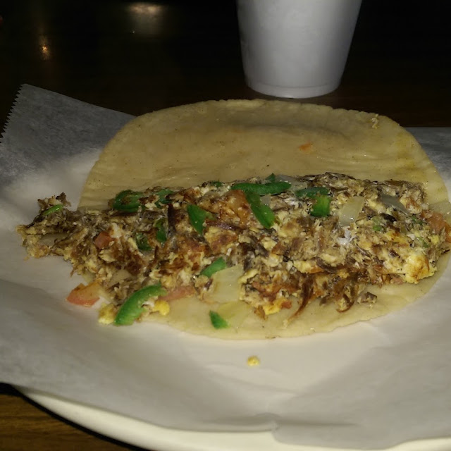Machacado Taco on Homemade Corn Tortilla