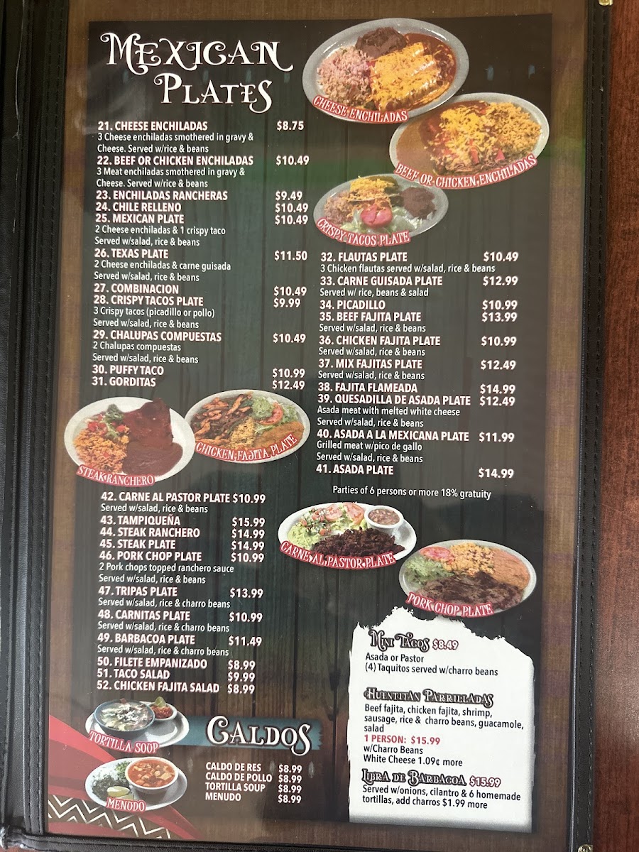 Taqueria Huentitan menu board