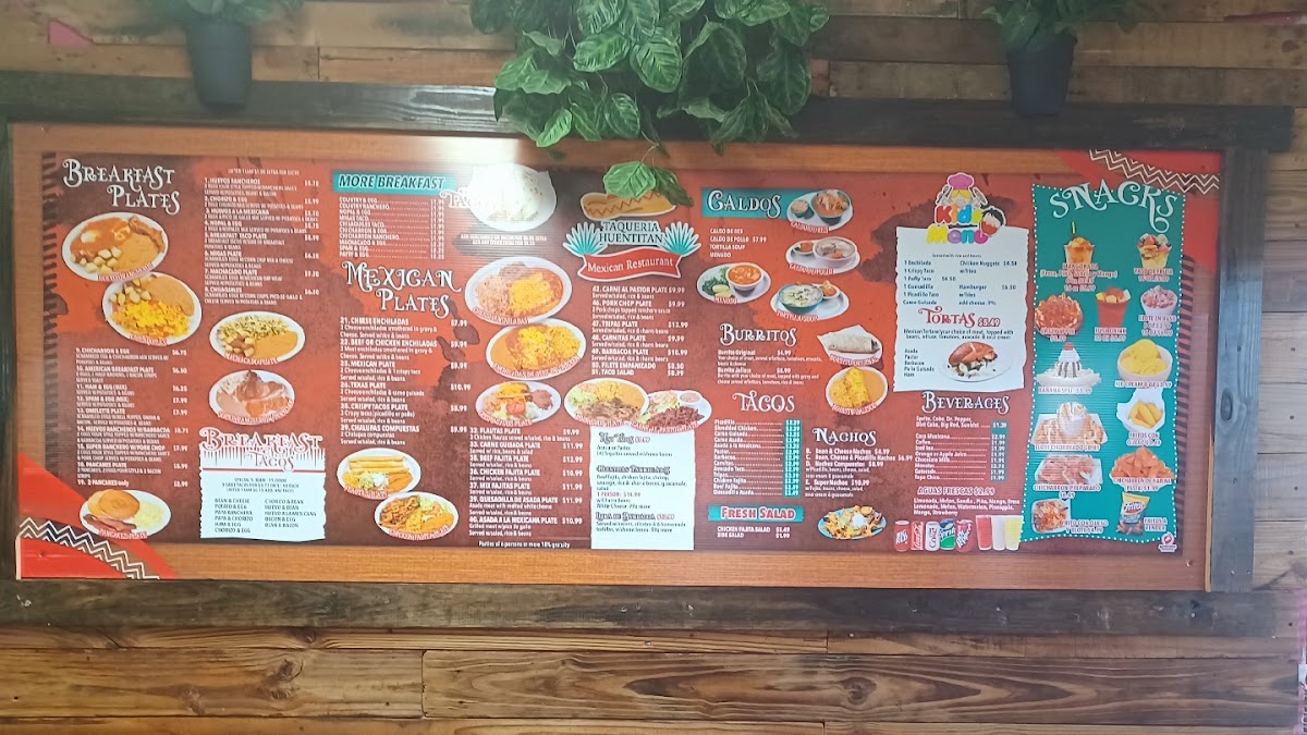 Taqueria Huentitan menu board
