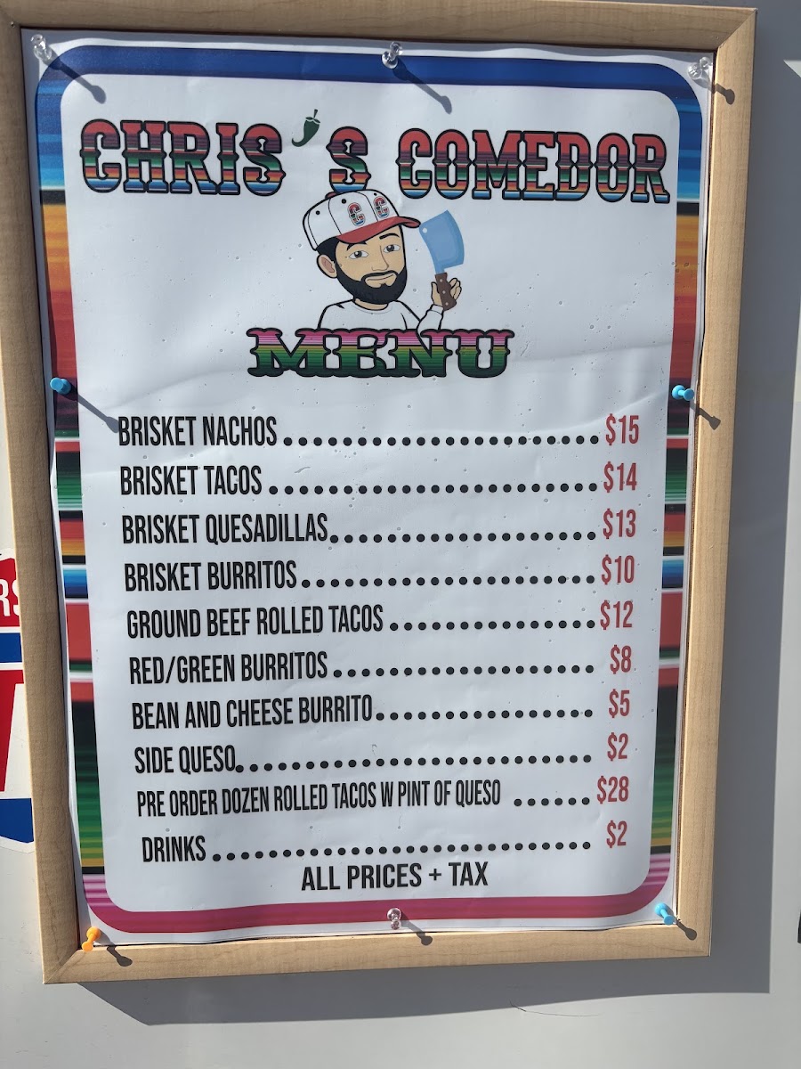 Chris's Comedor menu board