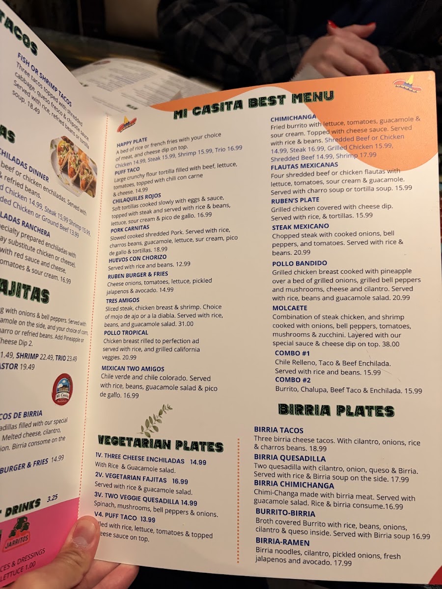 Mi Casita Mexican Grill menu board