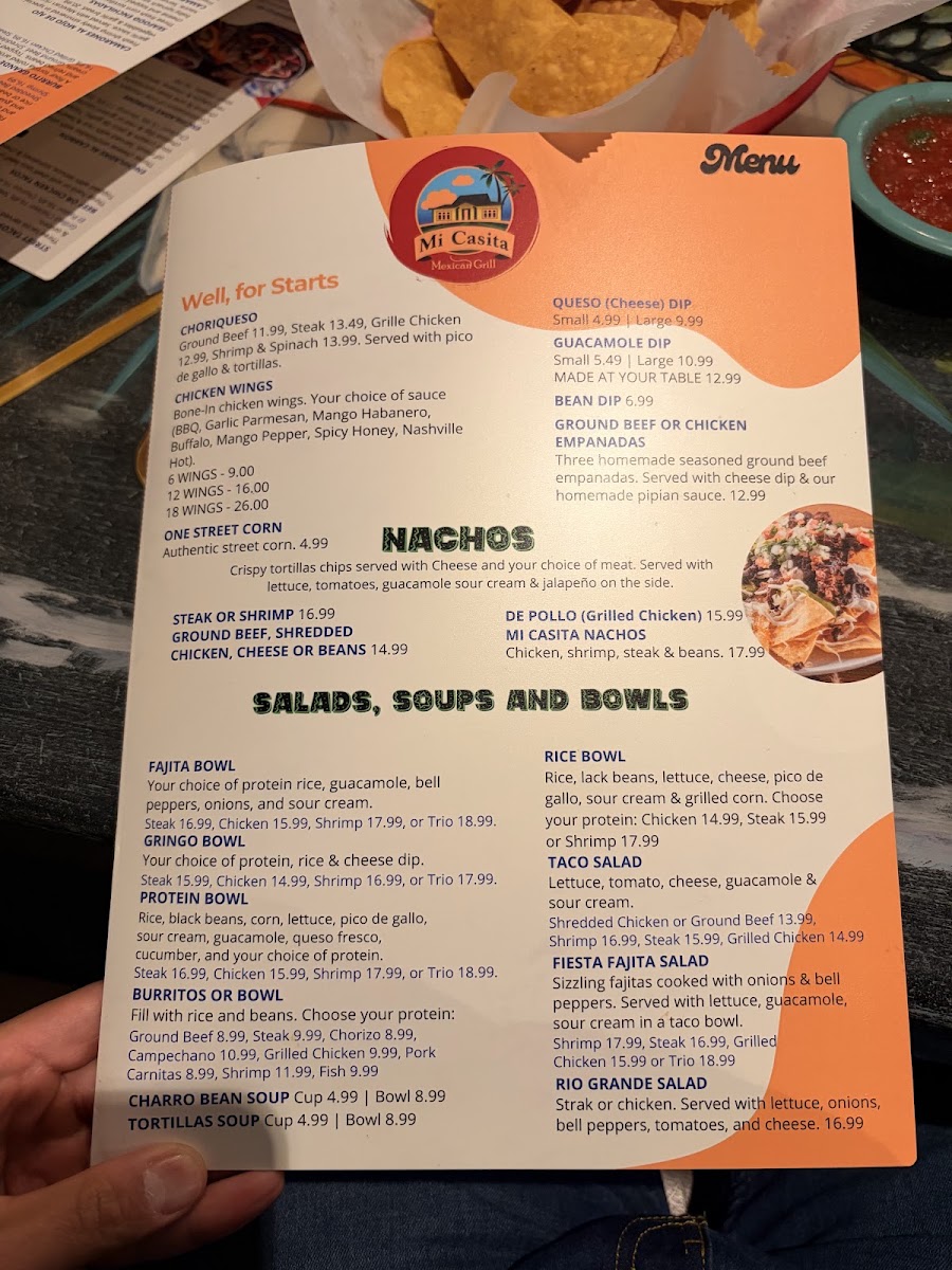 Mi Casita Mexican Grill menu board