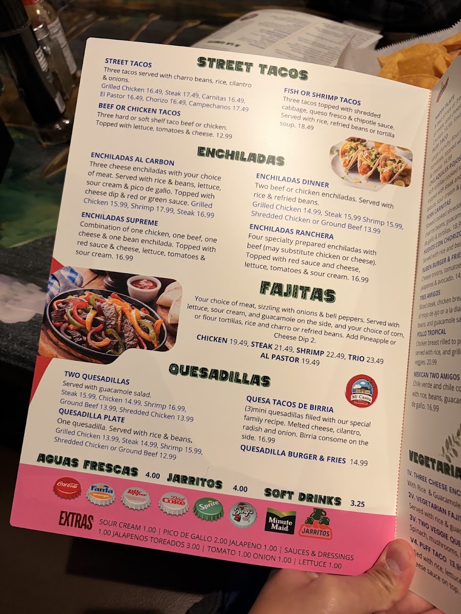 Mi Casita Mexican Grill menu board