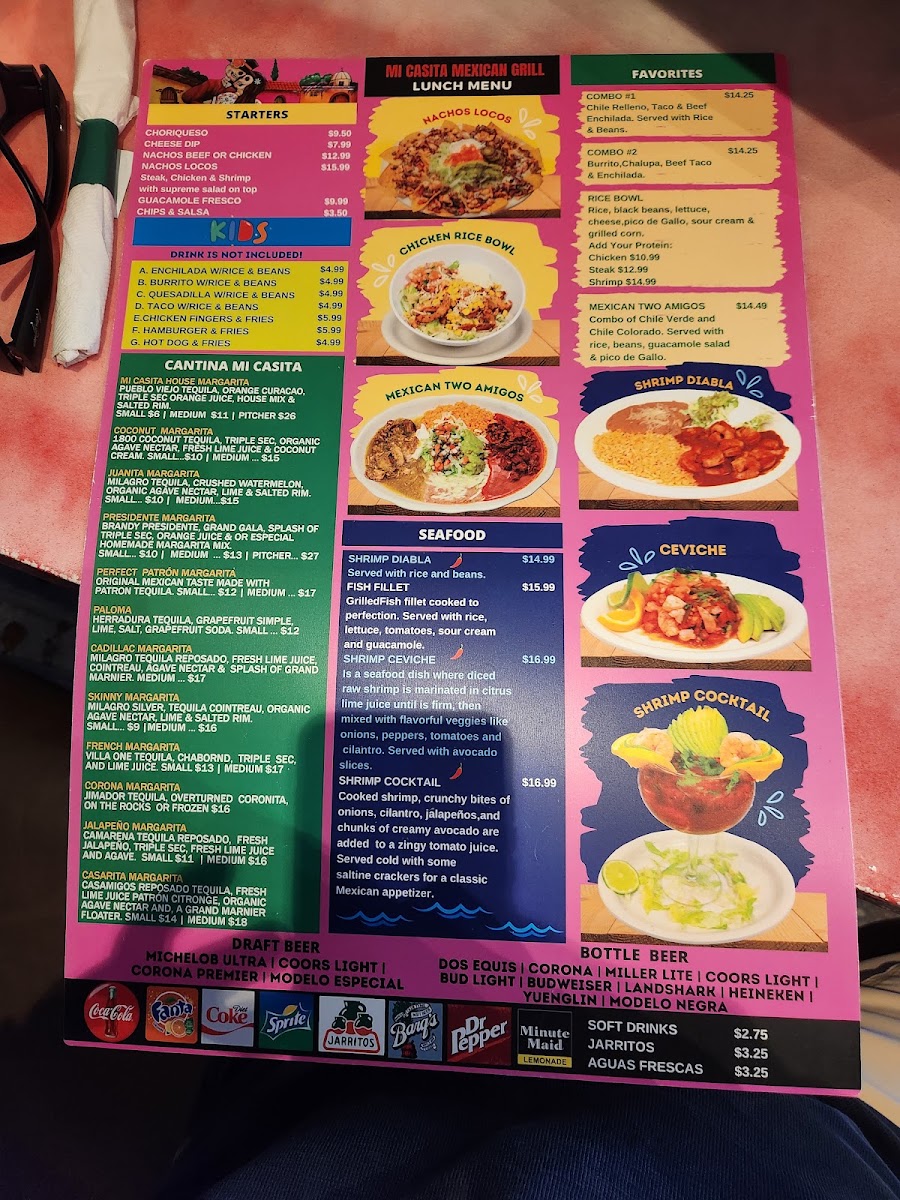 Mi Casita Mexican Grill menu board