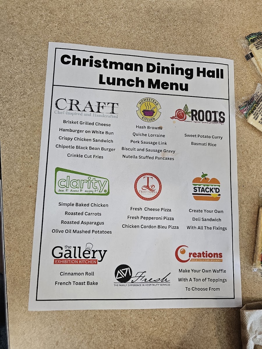 Christman Dining menu board