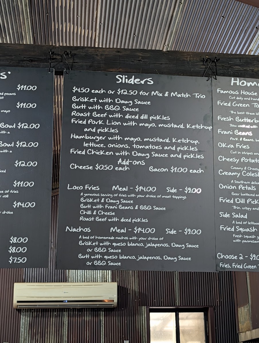 Bogue Chitto Boys menu board