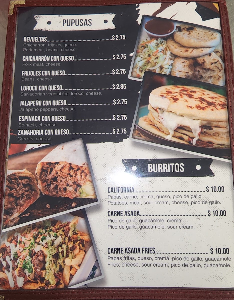 El pulgarcito salvadoreño A&S menu board