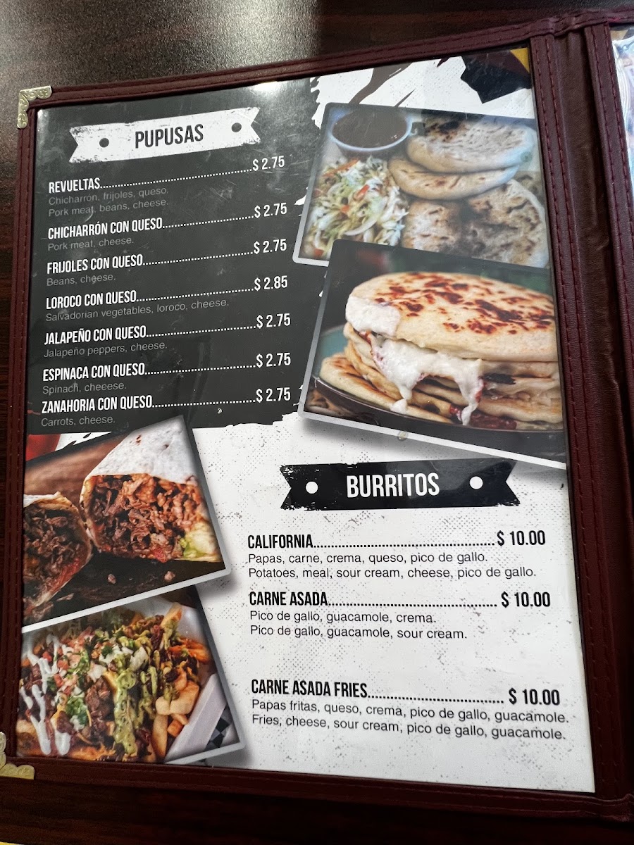 El pulgarcito salvadoreño A&S menu board