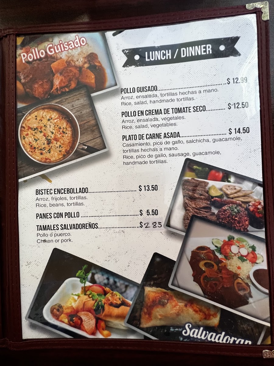 El pulgarcito salvadoreño A&S menu board