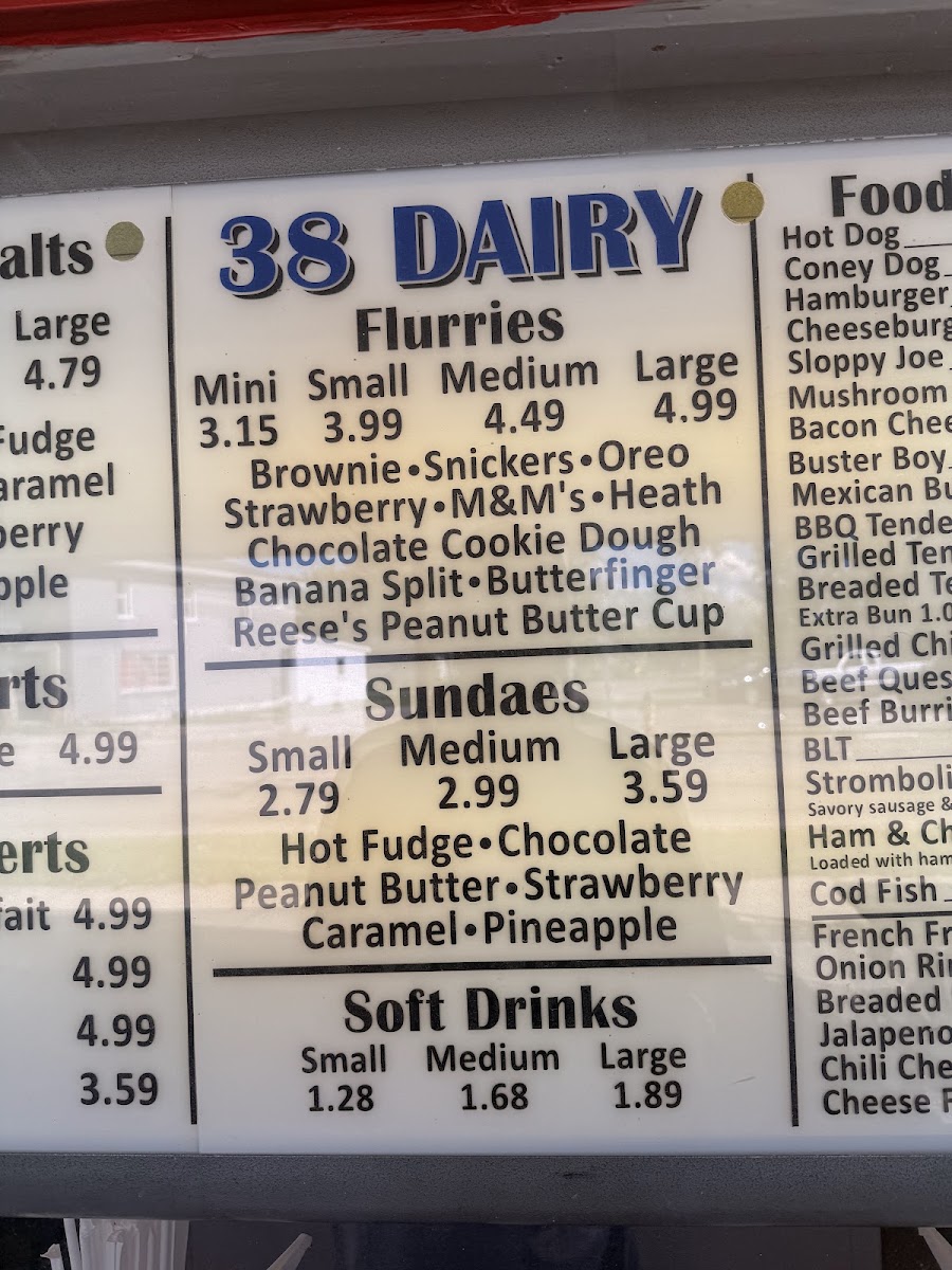 38 Dairy menu board