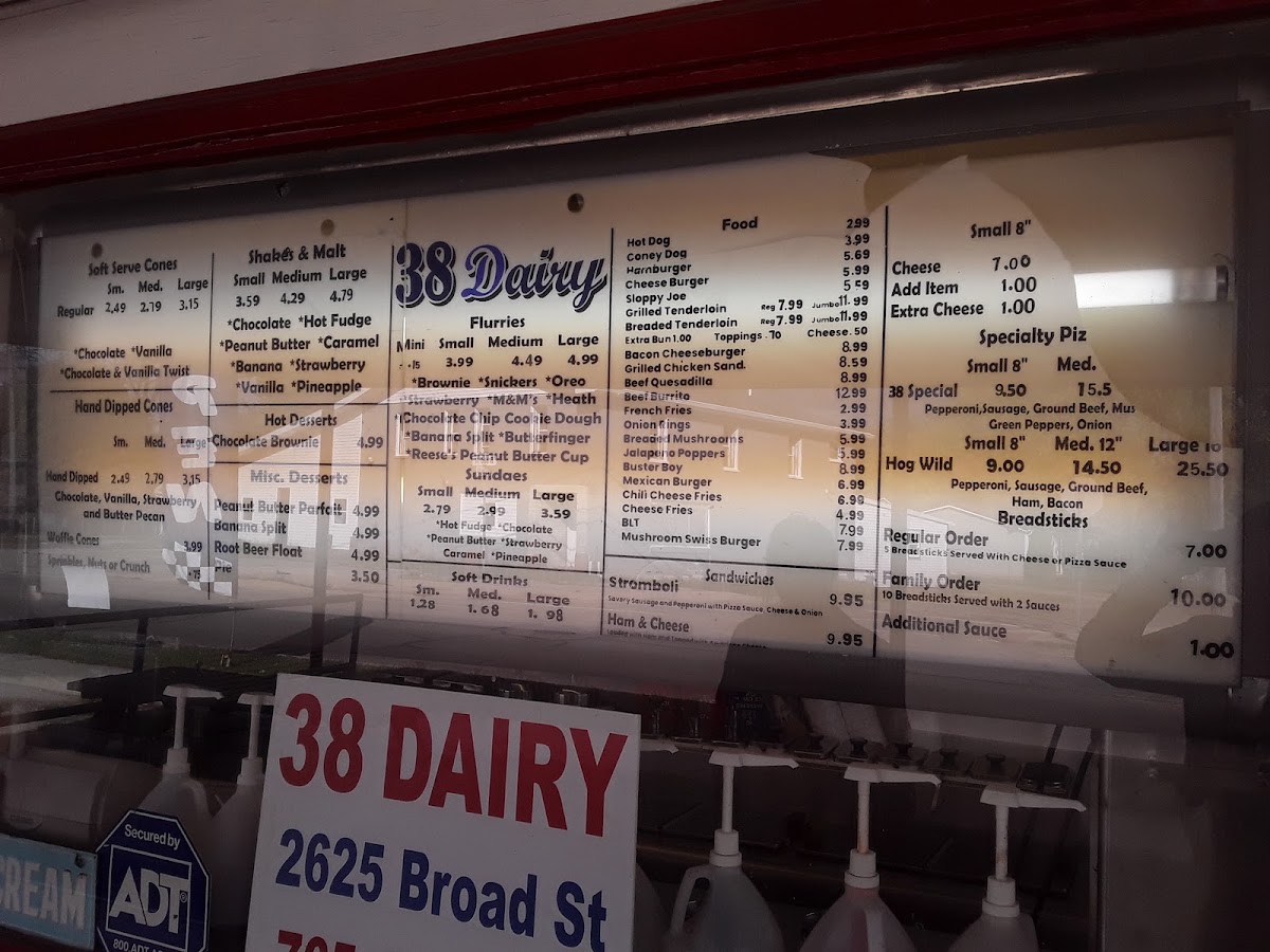 38 Dairy menu board